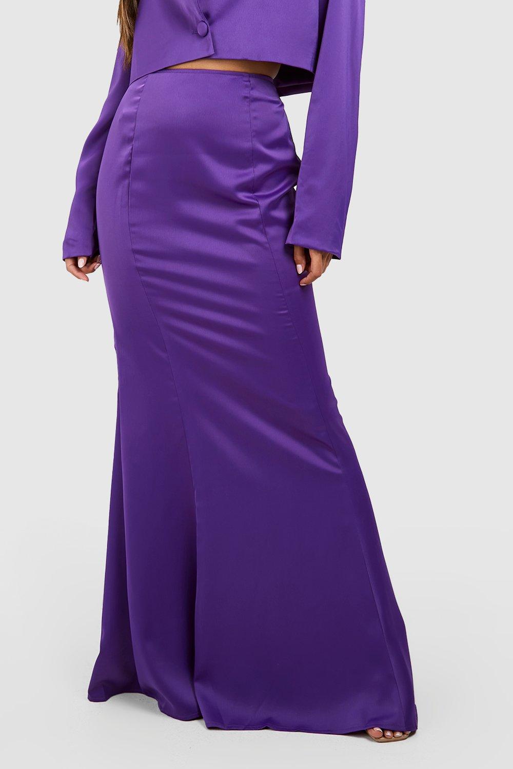 Mauve satin outlet maxi skirt